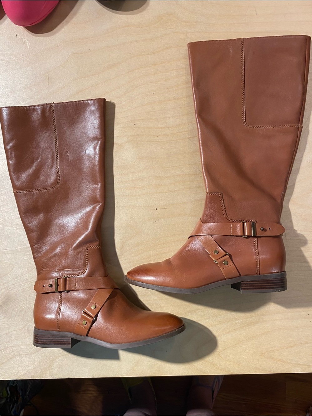 Nine West Women's Tall Brown Leather Riding Boots 7 1/2 M
